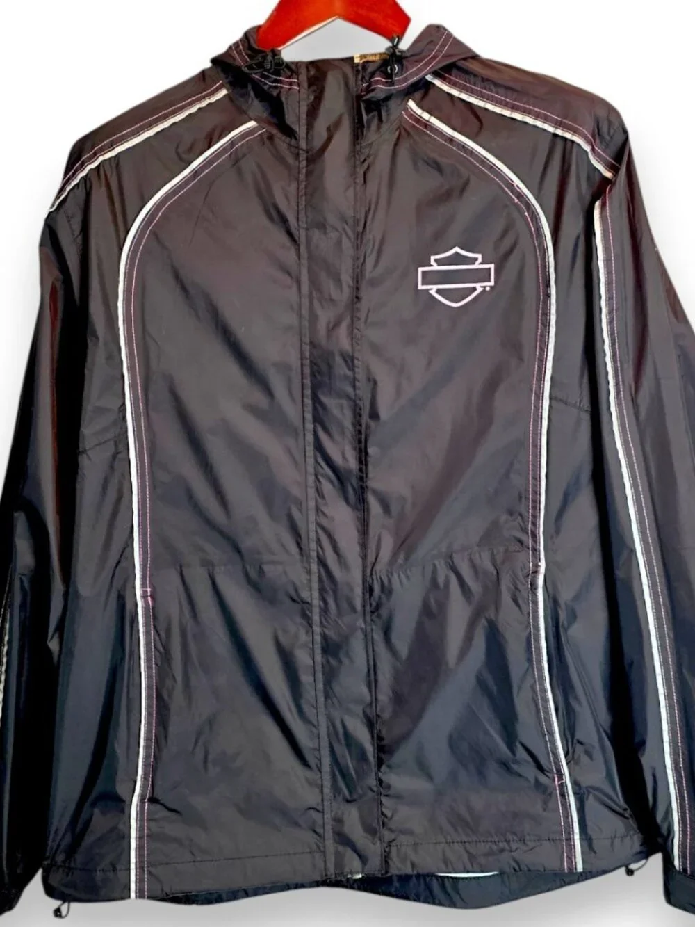 Harley-Davidson Illumination 360 Women's L Rain Suit - Black w/Pink piping NWOT - Picture 5 of 14